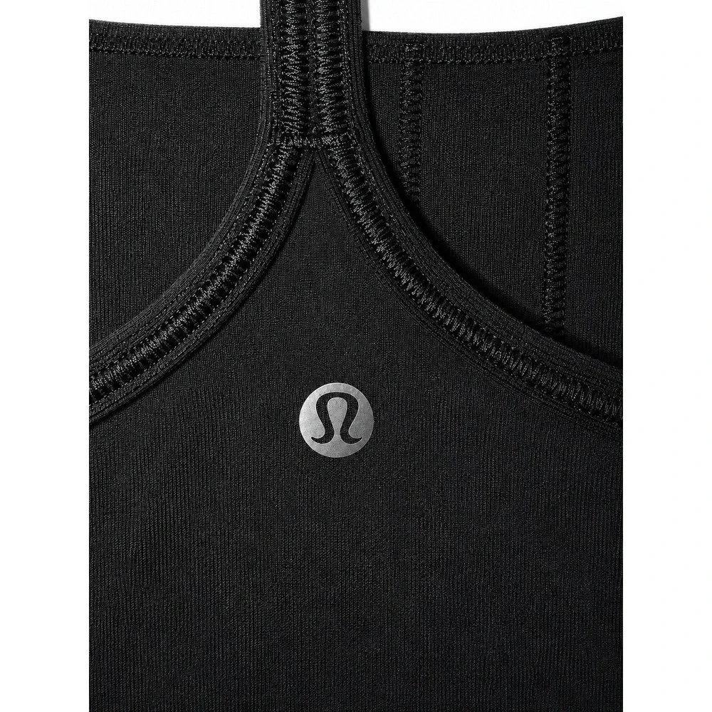 Lululemon Black Strappy Back Yoga Athletic Tank Top Built In Shelf Bra Size 10